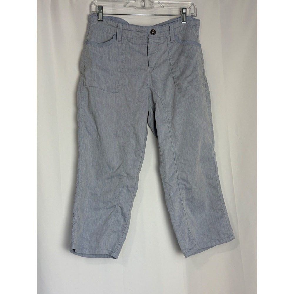 Kuhl Womens Blue Cotton Linen Blend Cropped Capri Pants Size 8 Hiking Outdoors